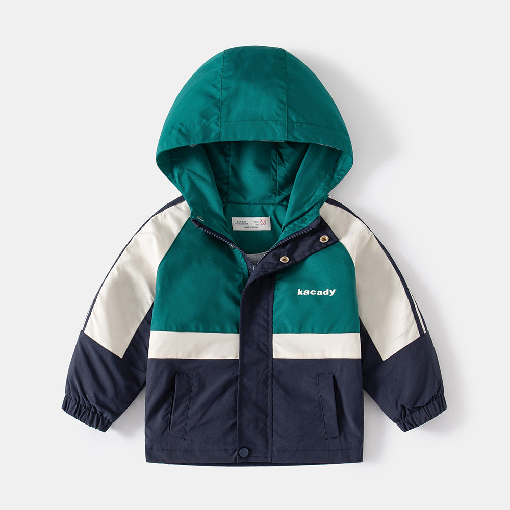Regnjacka – Thim Pojkar, Grön/Orange/Blå, Polyester, Storlek 2–8 år