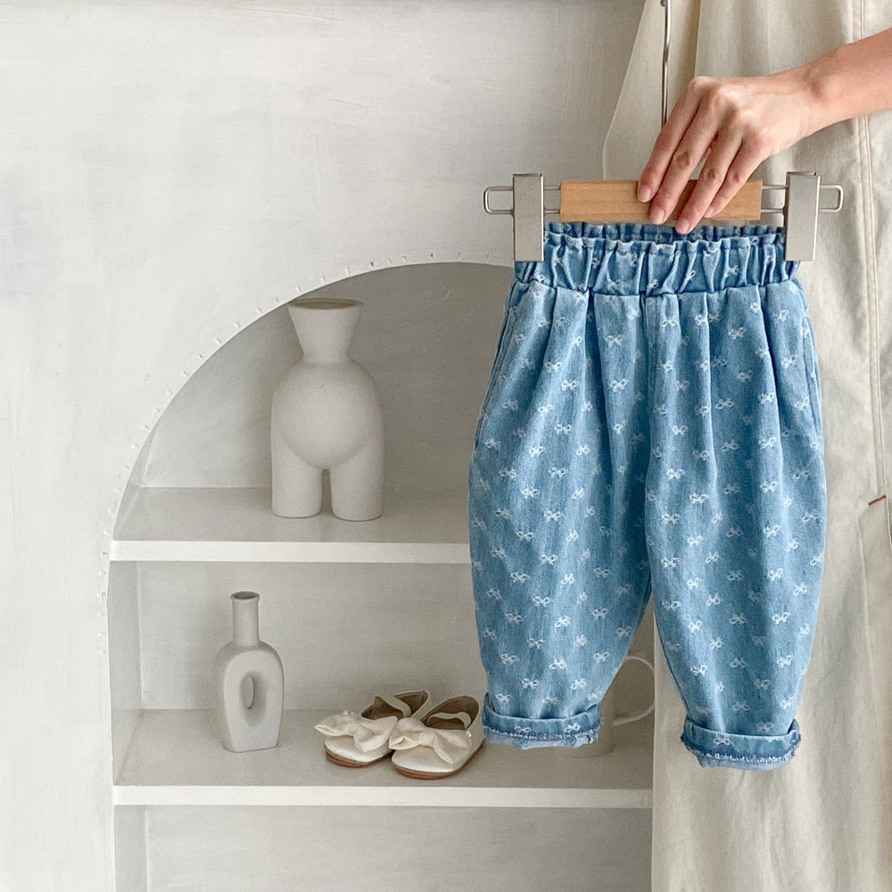 Jeans med Rosetter – Blossom Flicka, Blå, Bomull, Denim, 0–3 År