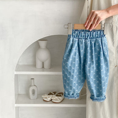 Jeans med Rosetter – Blossom Flicka, Blå, Bomull, Denim, 0–3 År
