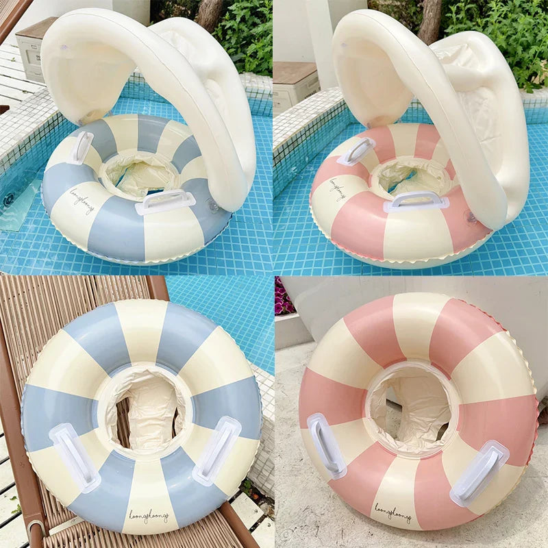 Baby Simring med Soltak – Uppblåsbar Float | Upp till 25kg