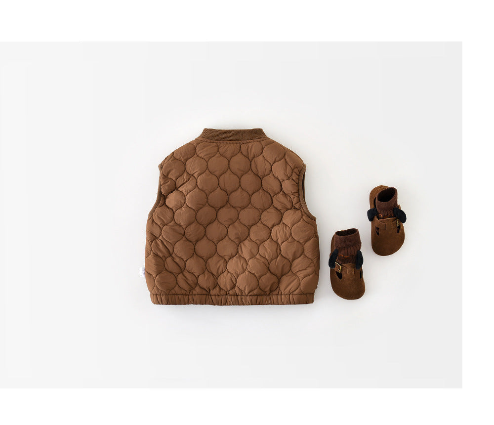 Vadderad väst – Pape Unisex, Brun/Beige, Bomull, Storlek 0–4 år