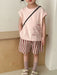 Sommarklädset med Randiga Shorts + T-shirt – Tula Unisex, Rosa/Brun, Bomull, Storlek 0–8 år