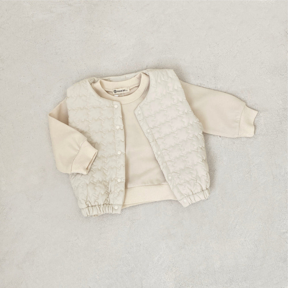 Vadderad Väst | CloudNest Unisex, Grå/Beige, Bomull, 0–3 år