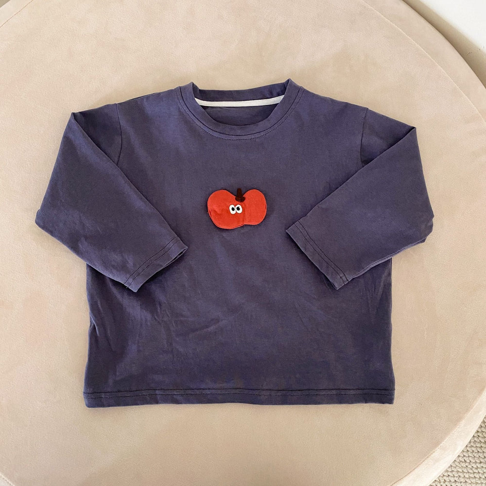 Långärmad tröja med 3D – Fruity Friends Unisex, Rosa/Grå, Bomull, Storlek 0–8 år