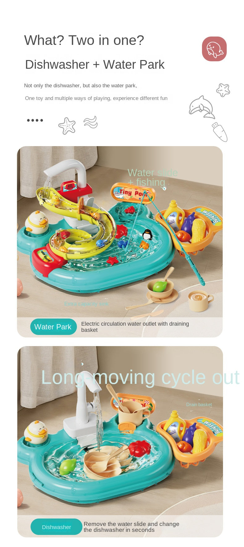 Vattenbord för barn – vattenbana & fiskespel med pump (2–6 år)