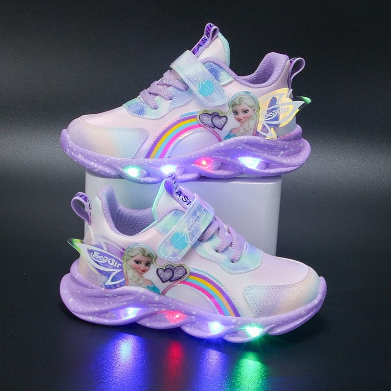 Rainbow Glitter LED Barnsneakers – Lysande Sula | Stl. 22-35