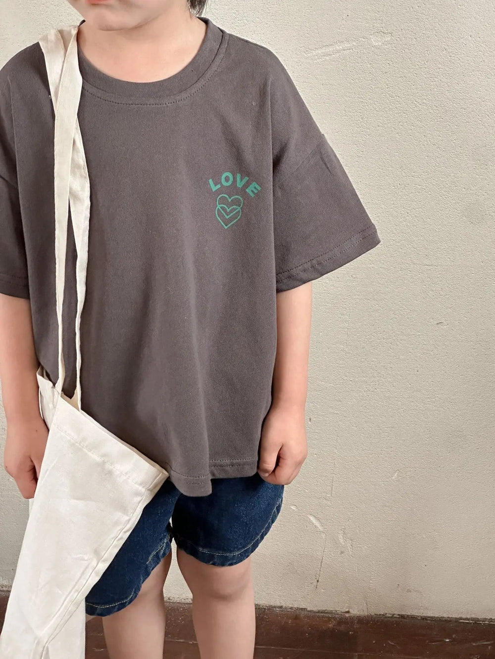 Oversized T-shirt – CozyLove Unisex, Grå/Beige, Bomull, Storlek 0–8 år