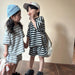 T-shirt och Shorts Sommarset – StripePlay Unisex, Svart/Grå, Bomull, Storlek 0–8 år