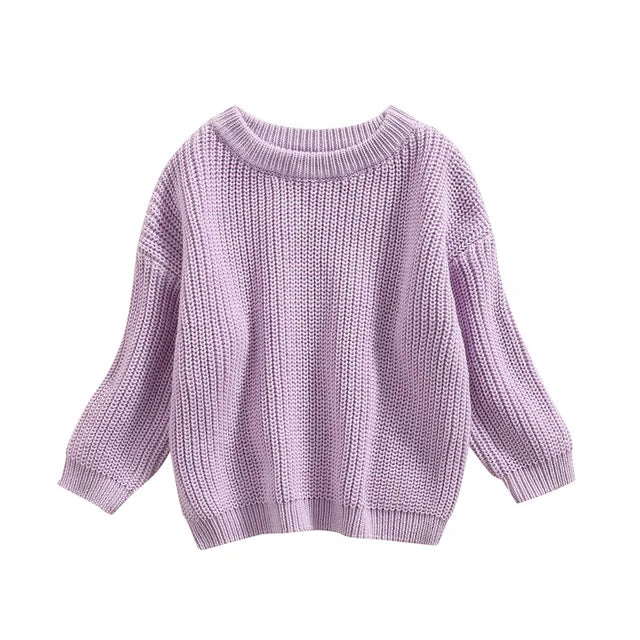 Stickad Tröja – Amba Unisex, Vit/Svart/Blå/Rosa/Grön/Grå/Brun, Bomull, Storlek 0–6 år