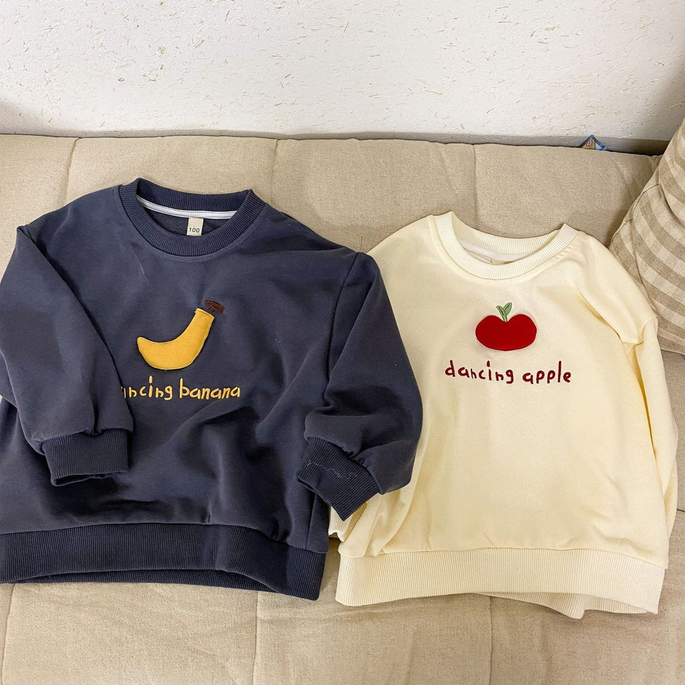 Tröja med frukt – Dancing Fruits Unisex, Vit/Grå, Bomull, Storlek 0–8 år