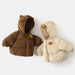 Vinterjacka med Björn-emblem – Beige/Brun, Polyester, Storlek 0–6 år
