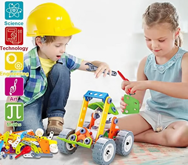 Kreativ Pedagogisk Byggsats – Build & Play för Barn, 5-i-1 Modeller, STEM-leksak, Från 5 år