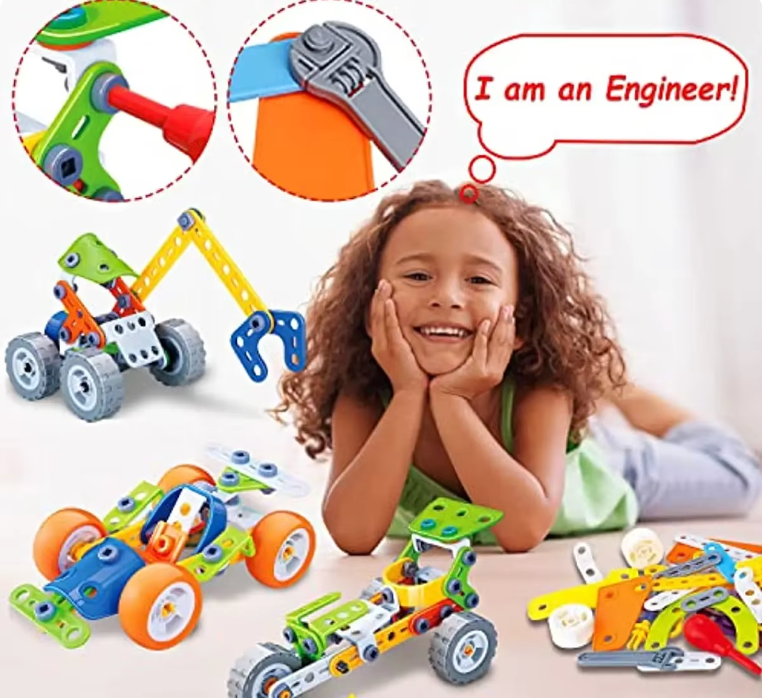 Kreativ Pedagogisk Byggsats – Build & Play för Barn, 5-i-1 Modeller, STEM-leksak, Från 5 år