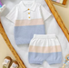 Lumi Petit Stickat Polo-set – Stickat Baby Sommarset 0–2 år – Grön/Blå/Rosa – Unisex & Bekvämt