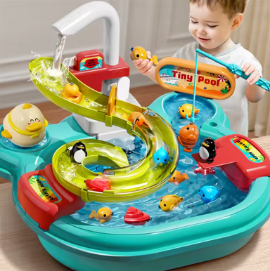 Vattenbord för barn – vattenbana & fiskespel med pump (2–6 år)