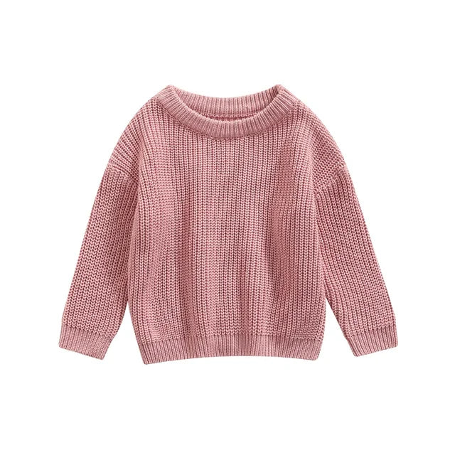 Stickad Tröja – Amba Unisex, Vit/Svart/Blå/Rosa/Grön/Grå/Brun, Bomull, Storlek 0–6 år