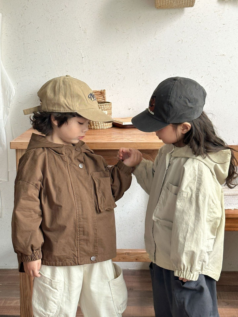 Vindjacka Parkas – CozyShield Unisex, Beige/Brun, Bomull, Storlek 0–8 år