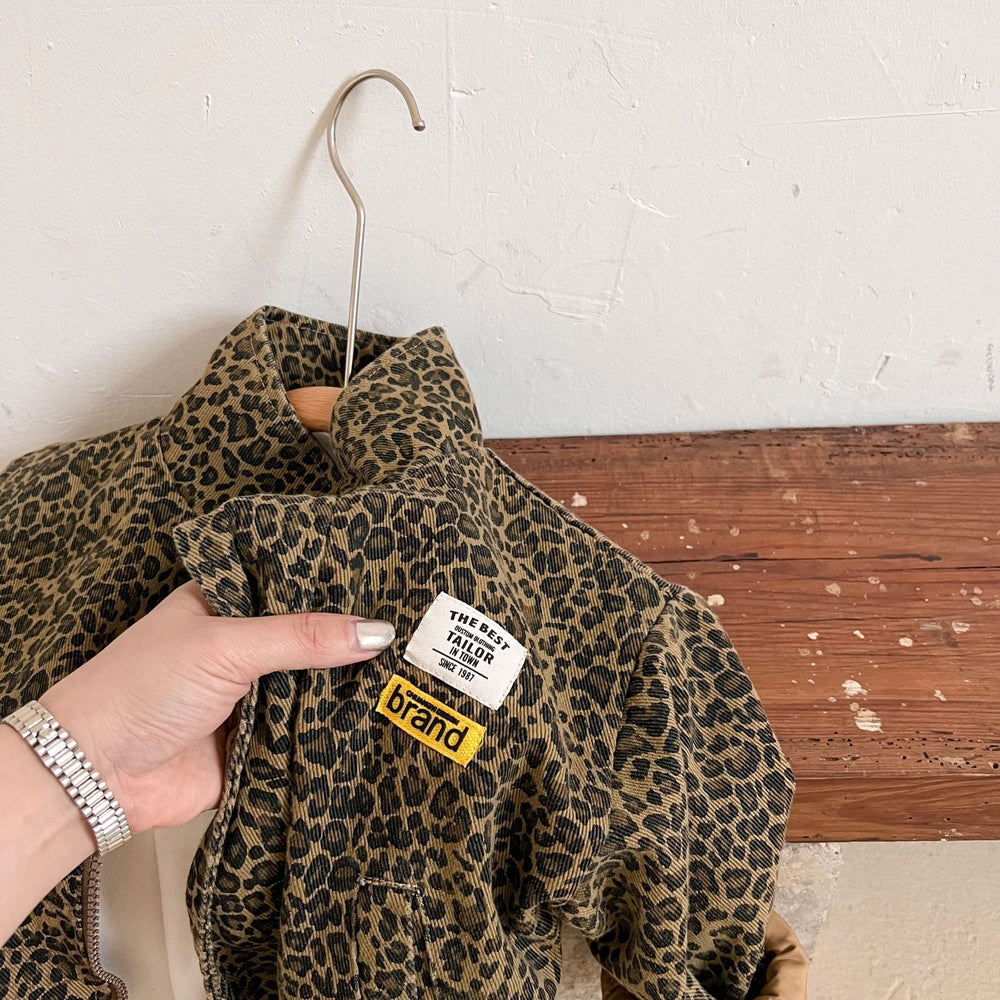 Jacka med Leopardmönster – Gitega Flickor, Brun, Bomull, Storlek 1–8 år