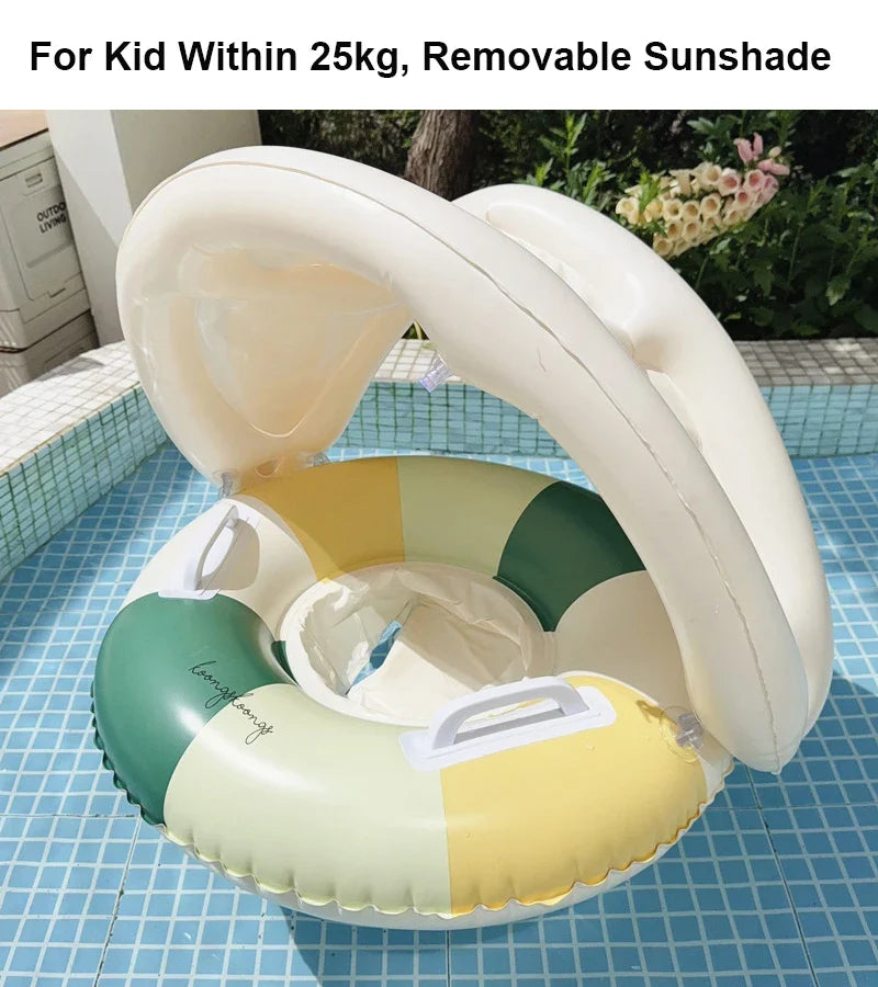 Baby Simring med Soltak – Uppblåsbar Float | Upp till 25kg