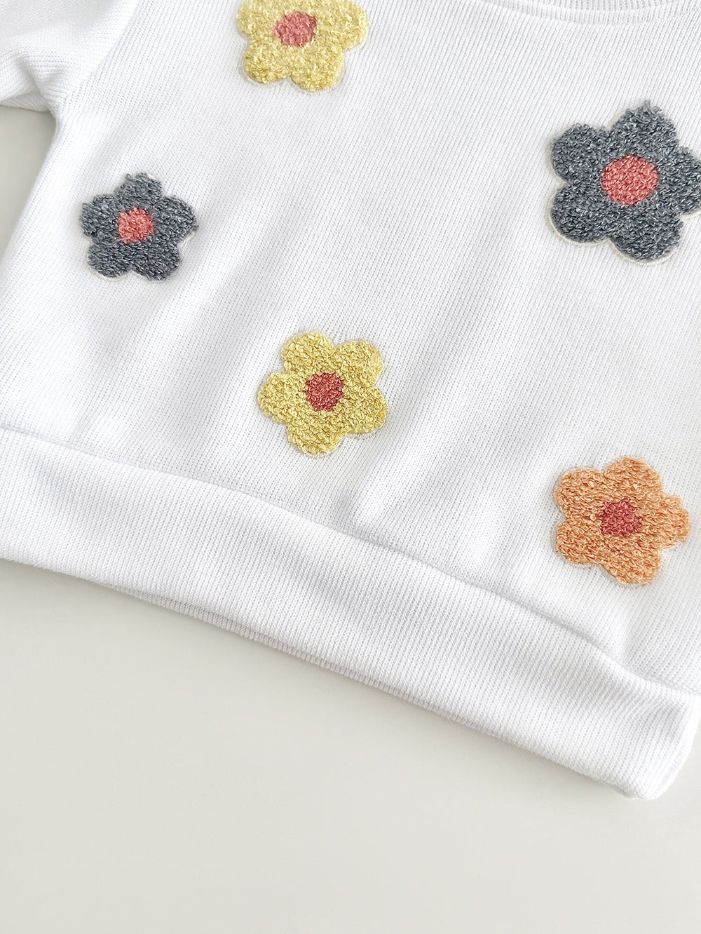 Träningsdräkt med blommor – Bloomy Flickor, Vit/Blå/Gul, Bomull, Storlek 0–3 år