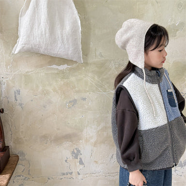 Fleeceväst – Cozypocket Väst Unisex, Blå/Grå, Bomull, Storlek 0–6 år