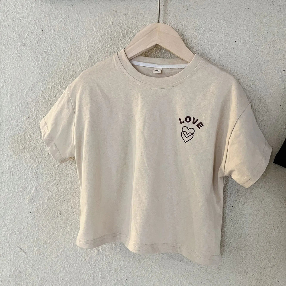 Oversized T-shirt – CozyLove Unisex, Grå/Beige, Bomull, Storlek 0–8 år