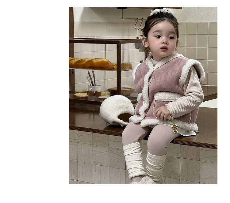 Teddyväst – CuddleChic Flickor, Rosa, Bomull, Storlek 0–3 år