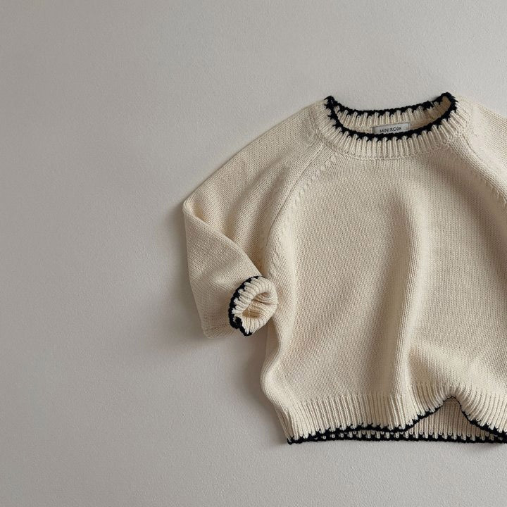 Stickad Tröja Retro – Toem Flicka, Brun/Beige/Vit, Bomull, Storlek 0–7 år
