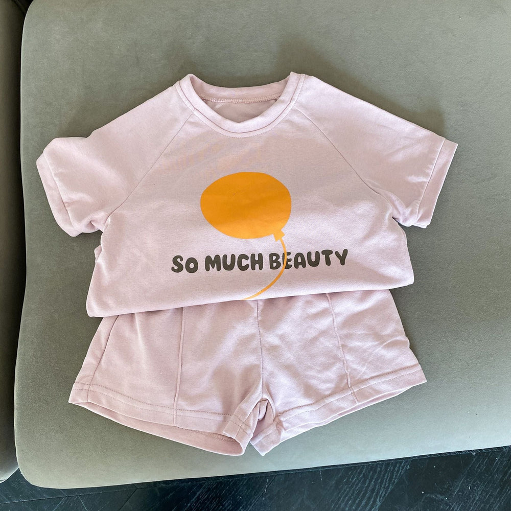 SunPop Sommarset för barn – Unisex tröja och shorts med soltryck | Bonbini Kids | Storlek 0–9 år