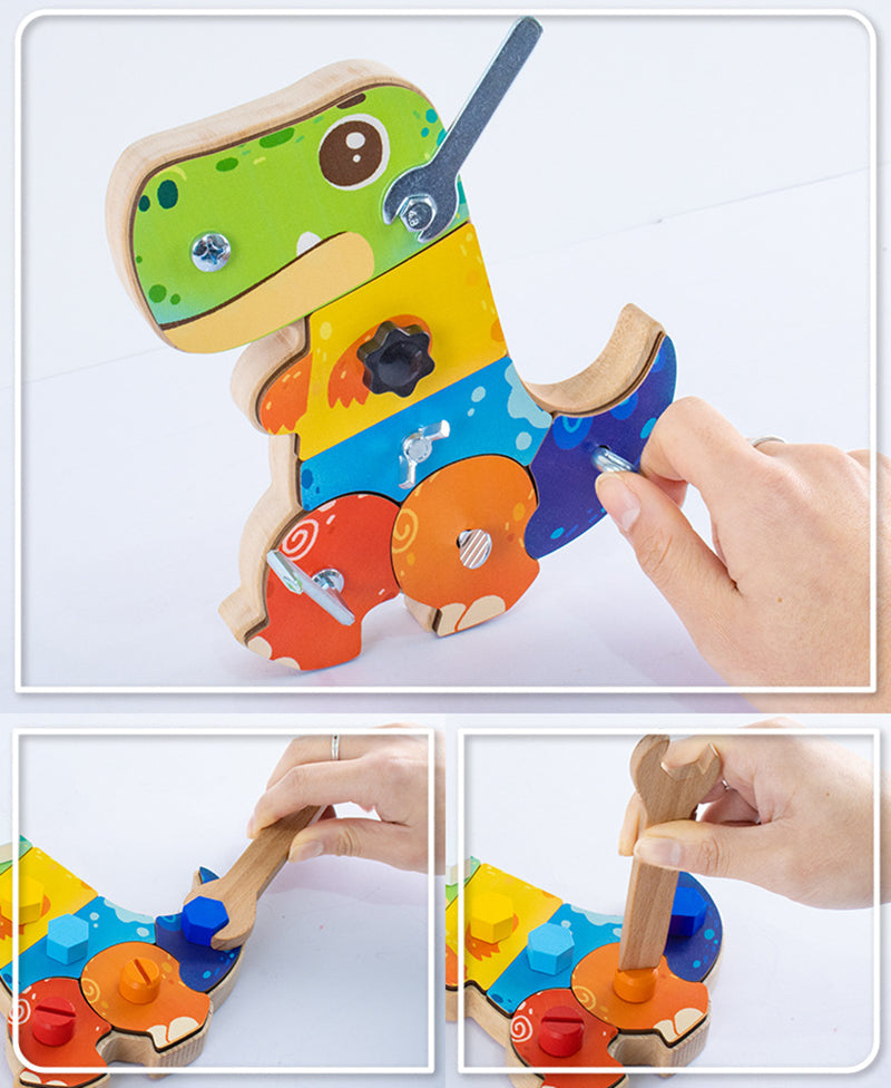 Träbaserad 3D Dino Byggsats – Pedagogiskt STEM-leksak, Bygg & Lek, Motorisk Utveckling, från 2 År