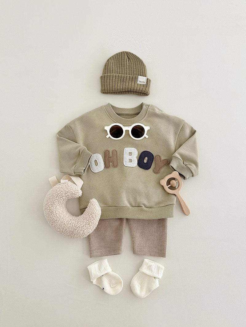 Klädset med leggings och tröja – LittleNomad Pojkar, Beige/Brun/Grön, Bomull, Storlek 0–3 år