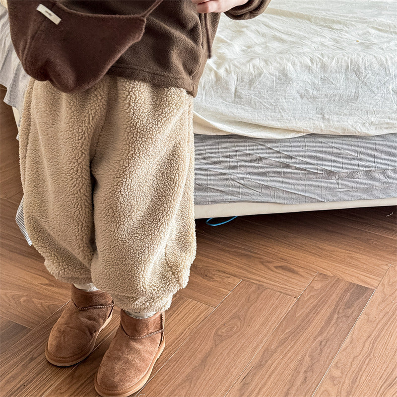 Teddyjoggingbyxa – Snuggle Unisex, Brun/Grå/Blå, Bomull, Storlek 0–6 år