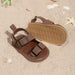 Solevi Lino Babysandaler – Sommarsandal för Flicka/Pojke – Justerbara – Halkfria – Brun/Beige – 0-1,5 år – Veganskt Läder
