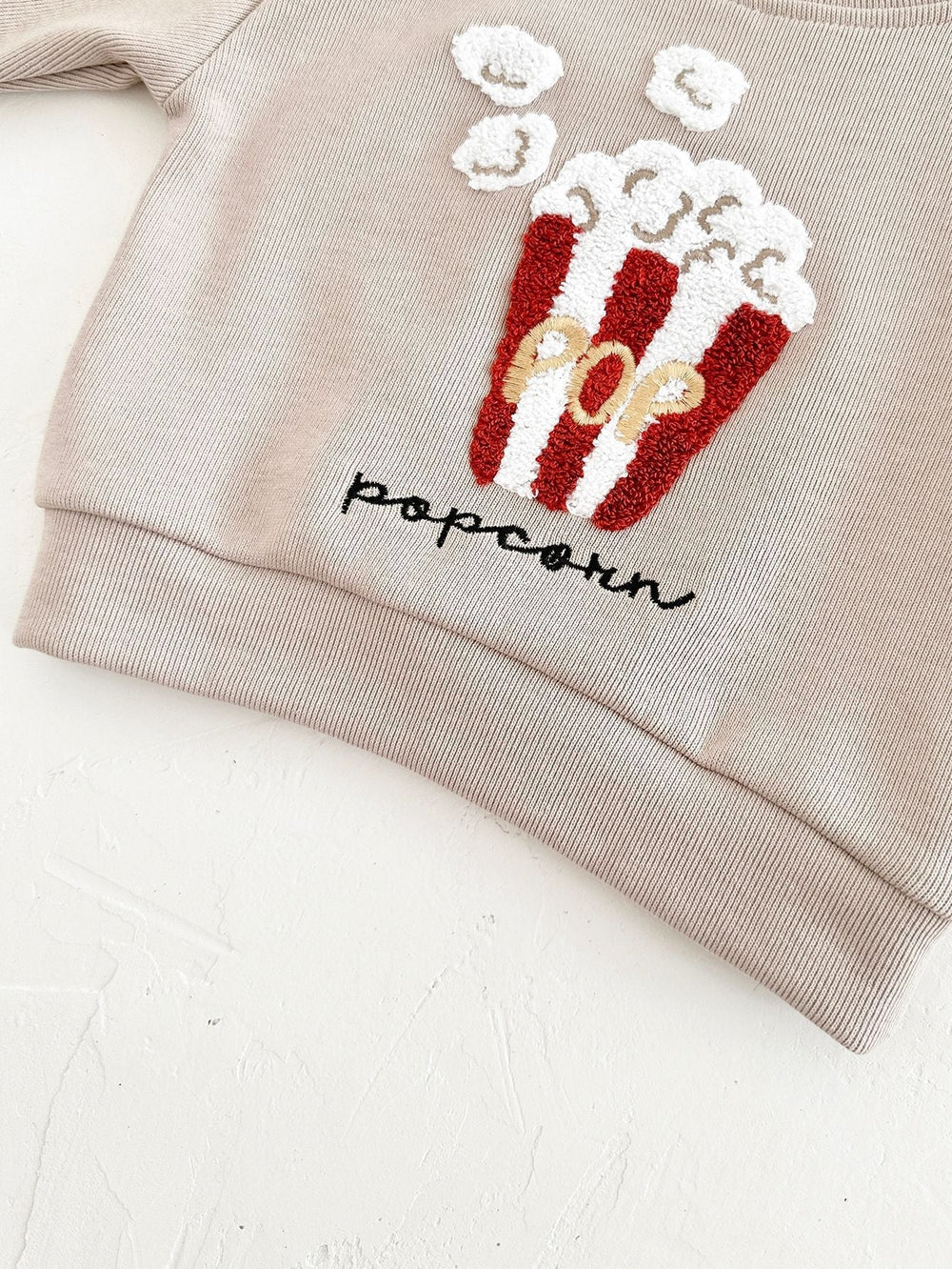 Klädset med Leggings och Tröja Popcorn – Poppi Unisex, Beige, Bomull, Storlek 0–3 år