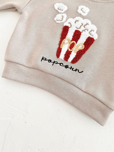 Klädset med Leggings och Tröja Popcorn – Poppi Unisex, Beige, Bomull, Storlek 0–3 år
