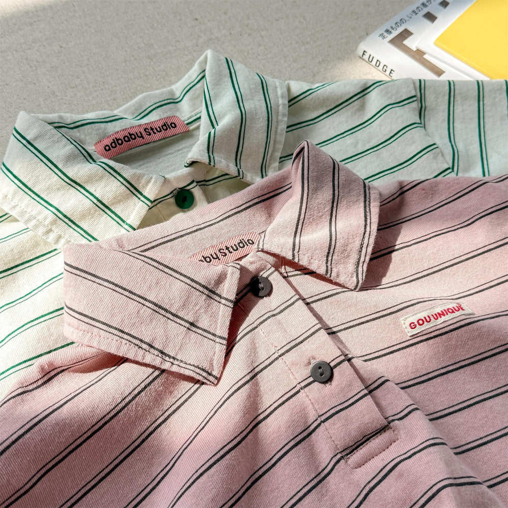 OWA Polo Stripe Unisex Barntröja 0–6 år | Randig pikétröja – Bomull