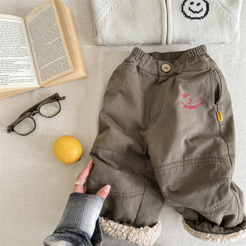 Byxa med Fleecefoder – Little Explorer Unisex, Blå/Grön/Randig, Bomull, Storlek 0–6 år