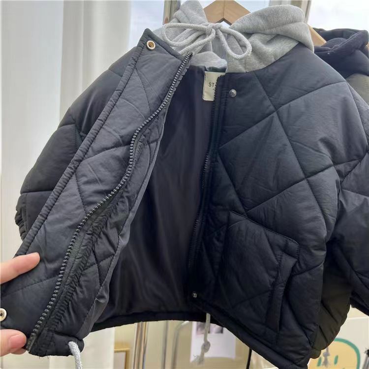 Vadderad hoodiejacka – CozyShield Unisex, Blå/Grön, Bomull, 0–6 år