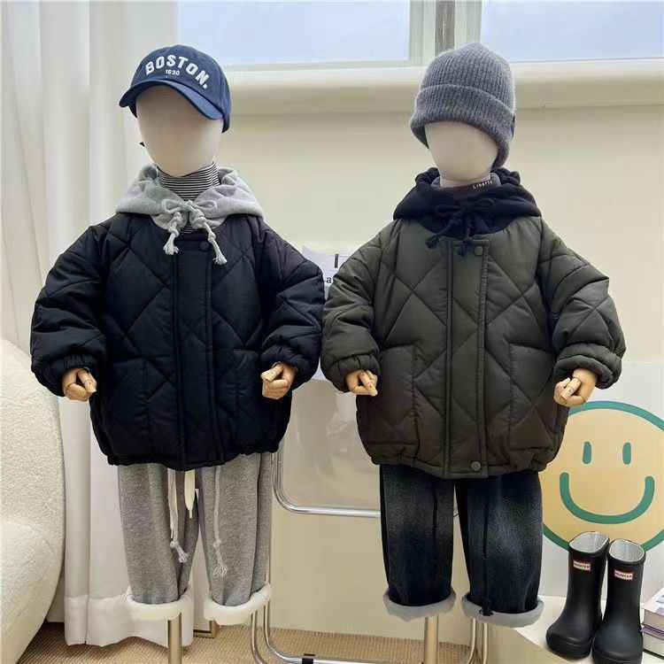 Vadderad hoodiejacka – CozyShield Unisex, Blå/Grön, Bomull, 0–6 år