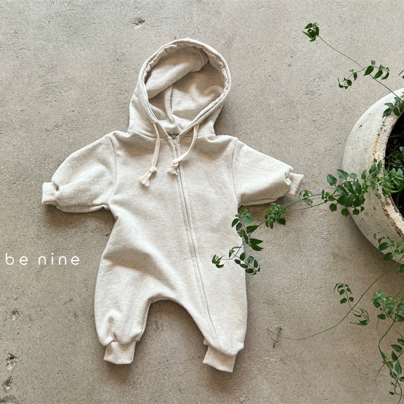 Babydräkt med Huvud – Moussy Jumpsuit i Bomullsblandning (0–3 år) – Unisex, Mjuk & Lätt att Ta På