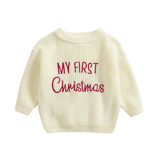 Jultröja – Min Första Jul Unisex, Grön/Röd/Khaki/Vit, Bomull, Storlek 0–2 år