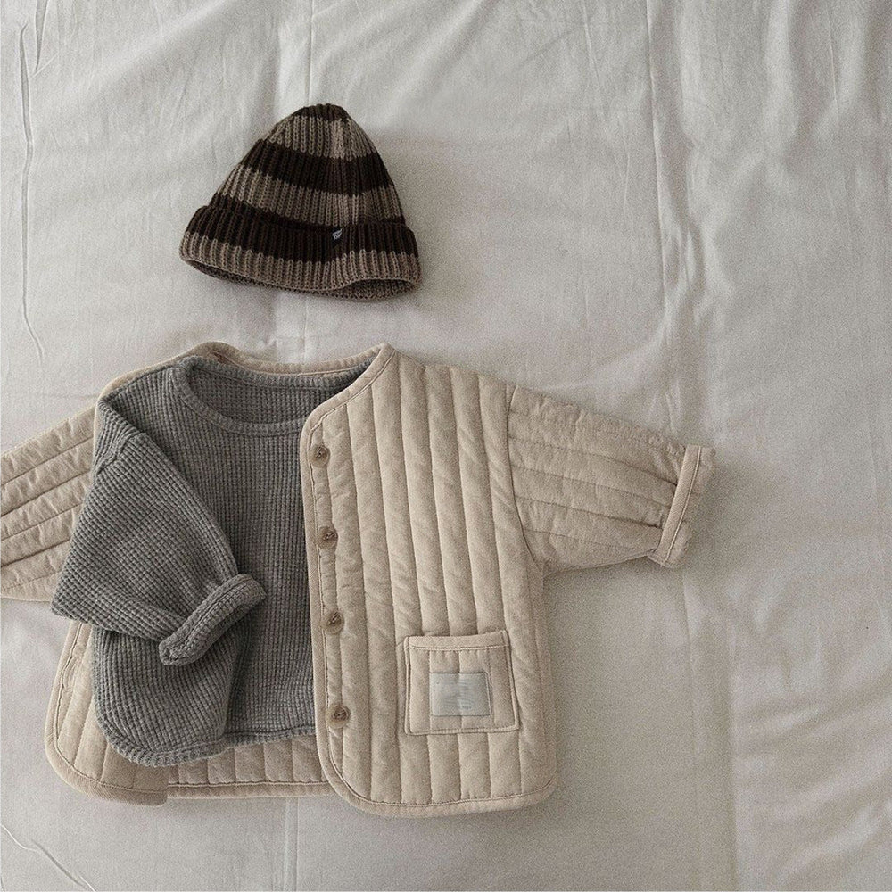 Vadderad jacka – Mila & Finn Unisex, Blå/Beige, Bomull, Storlek 0–3 år