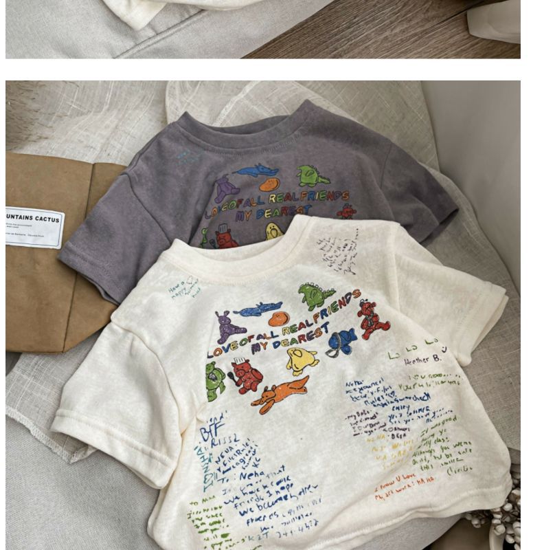 T-shirt – BestieVibes Unisex, Vit/Grå, Bomull, Storlek 0–6 år