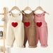 Hängselbyxa med Hjärta – Cordi Love Flickor, Beige/Rosa/Brun, Bomull, Storlek 0–4 år