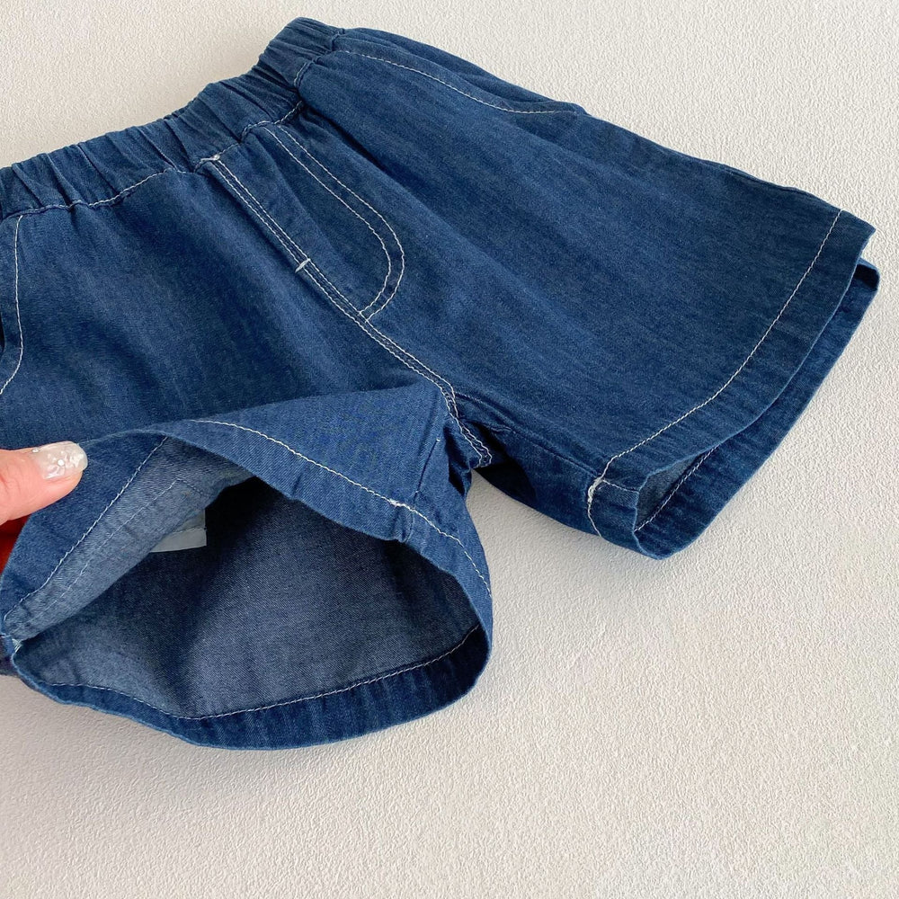 Denim Days Baby- & Barnsommarset – Unisex jeansskjorta och shorts | Lune & Lio | Storlek 0–7 år | 100 % bomull