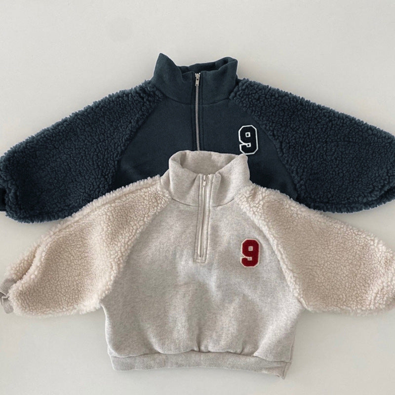 Träningsset med Fleece – CozyFit Unisex, Grå/Blå, Bomull, Storlek 0–6 år
