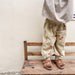Baggybyxa med Björntryck – Bamboo Bear Unisex, Beige/Grå, Bomull, Storlek 0–6 år