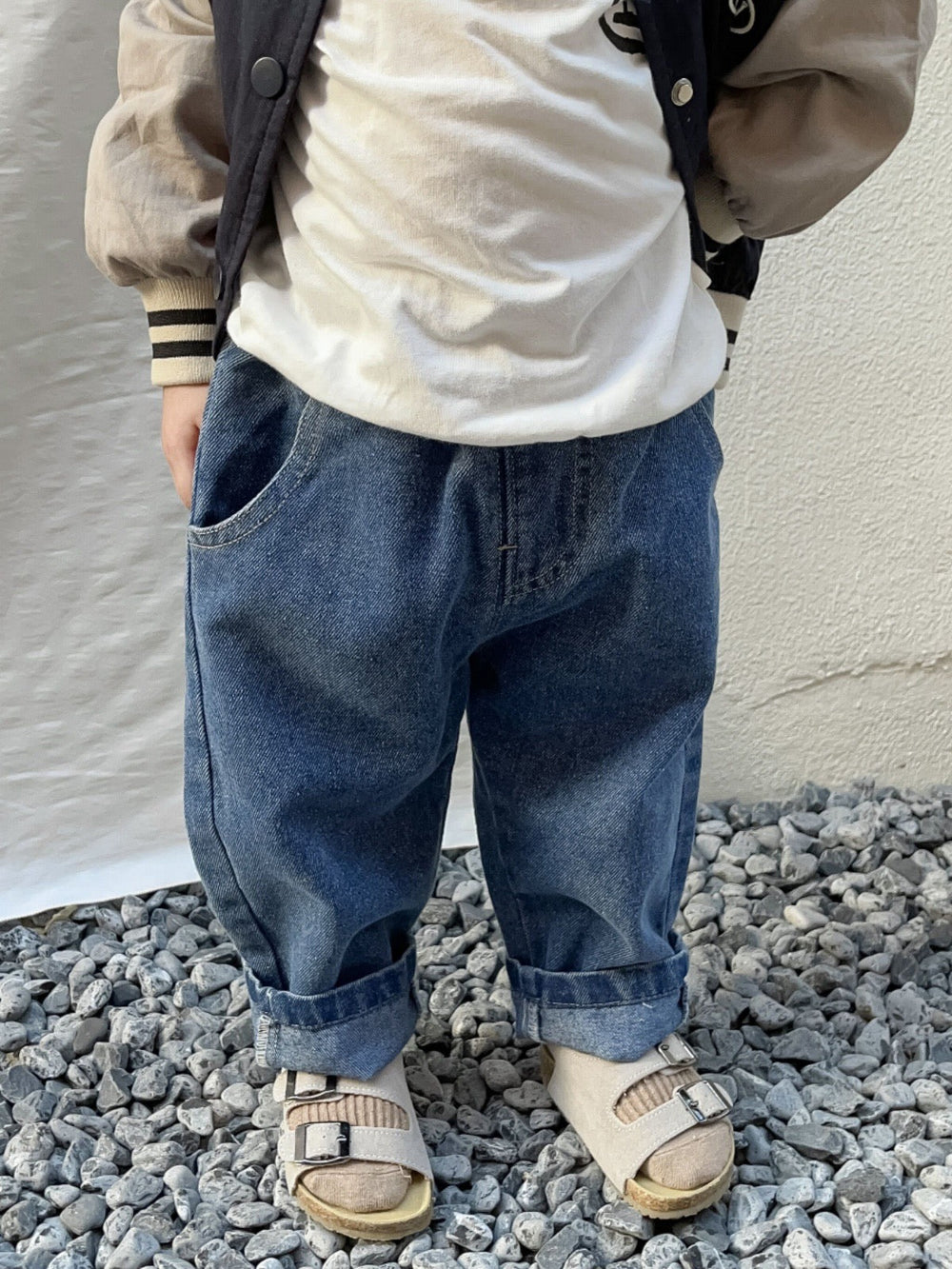 Jeans med Avslappnad Passform – Unisex, Blå/Svart/Aprikos, Bomull, Denim, 0–5 år