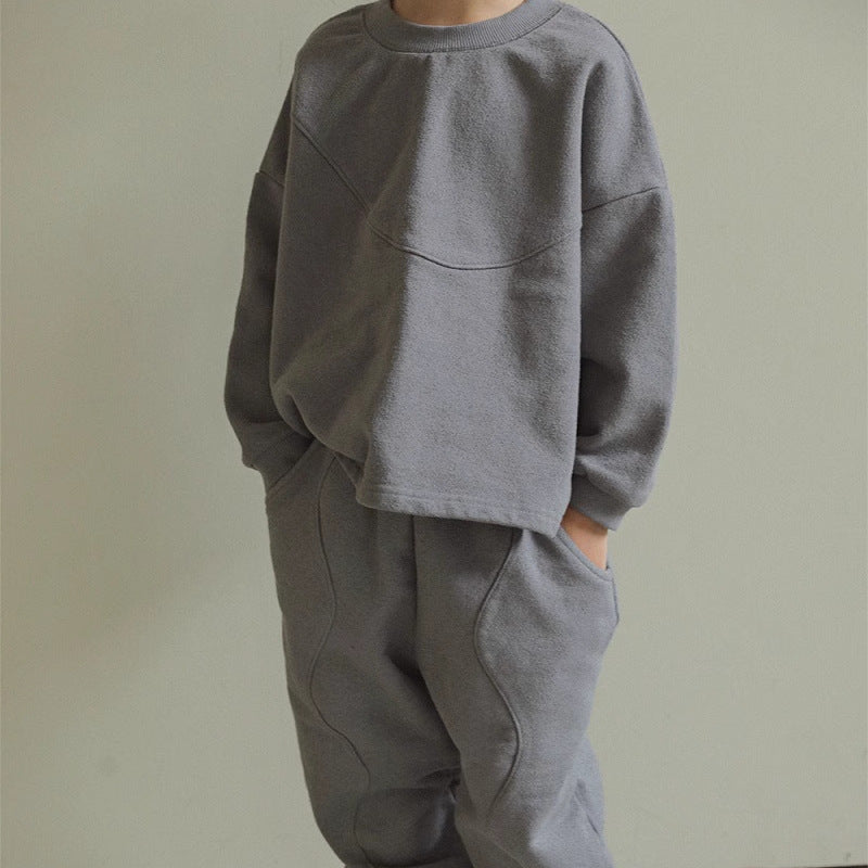 Träningsdräkt – UrbanComfy Unisex, Grå/Beige, Bomull, Storlek 0–6 år
