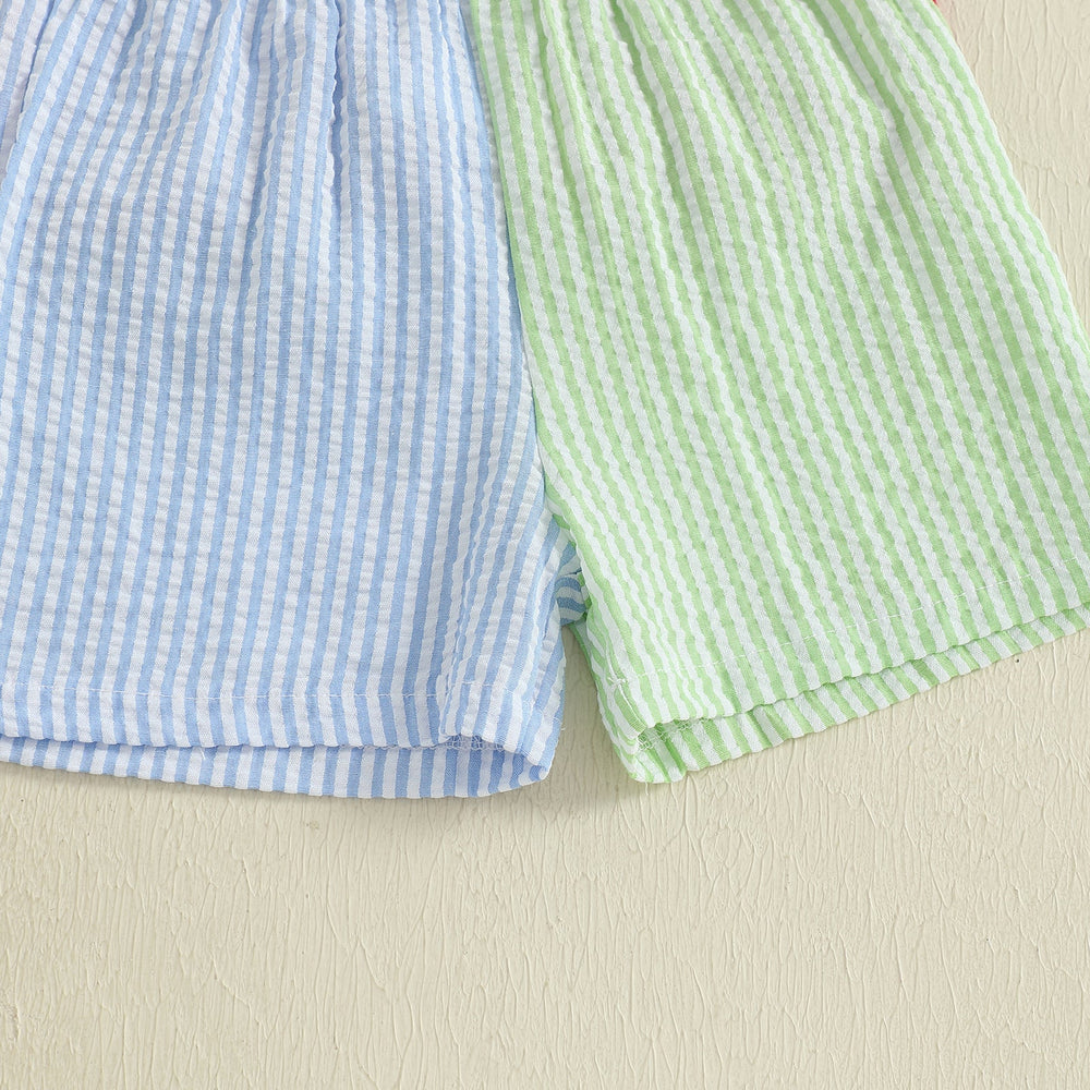 Schooltrain Sommarsätt för Pojkar | Röd T-shirt med Tågmönster & Randiga Shorts | Bomull & Polyester | 2–6 år | Somrig Lekoutfit